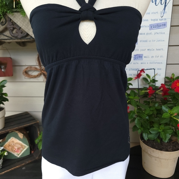 HARLEY-DAVIDSON ♡ NWOT Sweet Sexy Black Silver Studded Tie Back H-D Halter Top S - Picture 11 of 17